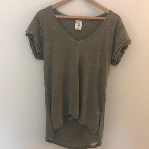 Free People Distressed Army Green Top